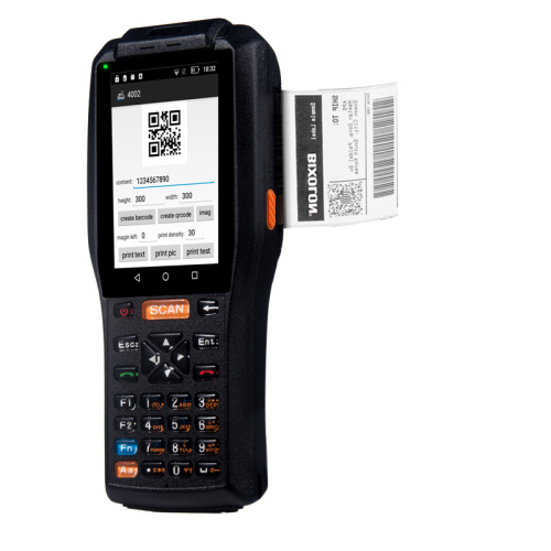 Portable Rugged Handheld Barcode scanner PDA with printer