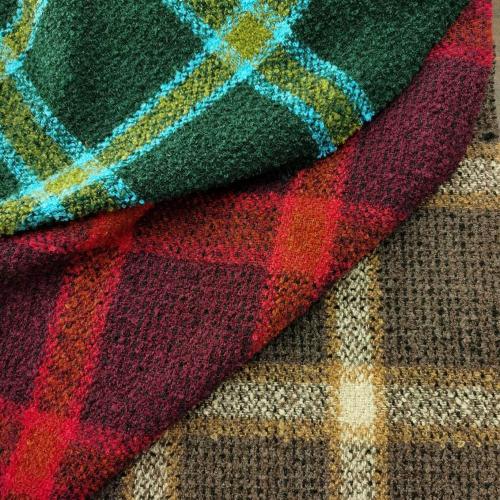 Boucle fashion Plaid  with loops yarn fabric