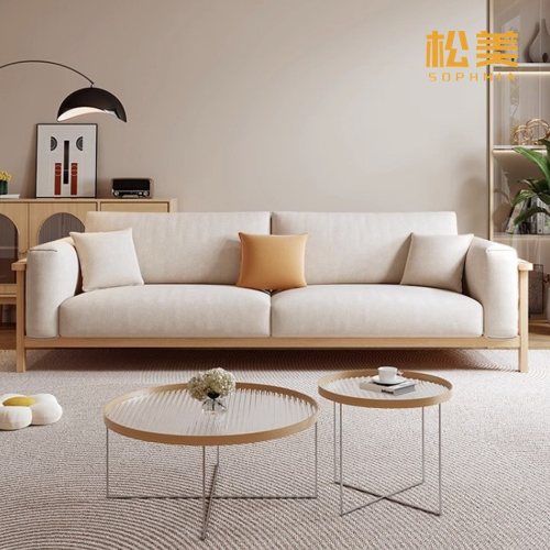 Льняной диван с каркасом из массива дерева, стабильный, прочный