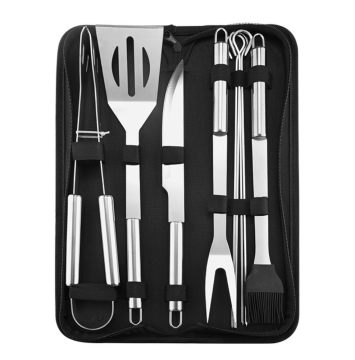 Outdoor Portable Oxford Bag BBQ Tool Set: Comprehensive 9-Piece Barbecue Tool Kit