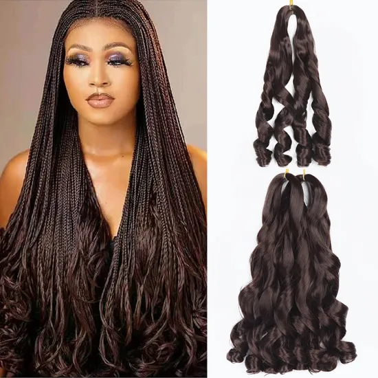Free Sample Silky Pony Style Wavy Braiding  Hair Spiral Curly Hair Extensions French Curls Synthetic Curly Braiding Hair