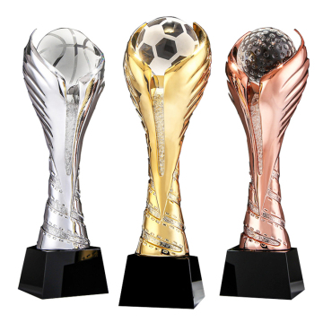 Customizable VIP Trophies: Shiny Resin Event Awards with Golden, Silver, Copper Crystals and Engraved Logos for Business Events