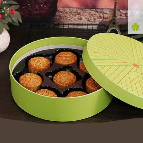 Custom Printed Round Mooncake Box with Plastic Insert