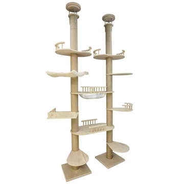 Luxury Modern Large Interactive Indoor Wooden Cat Tree House Scratcher Multi-Level Playground Hanging Toy Resting Platform