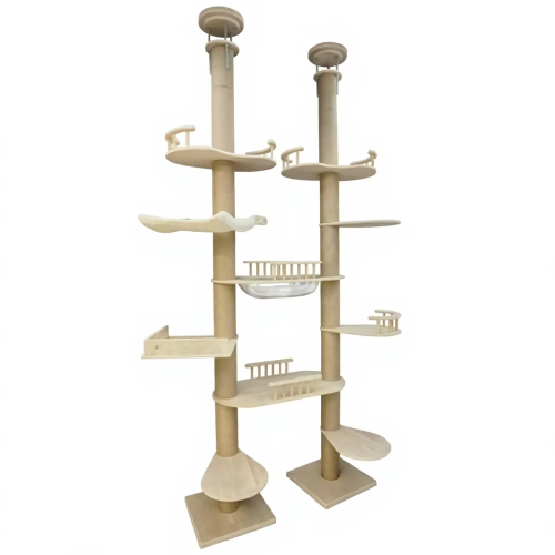Luxury Modern Large Interactive Indoor Wooden Cat Tree House Scratcher Multi-Level Playground Hanging Toy Resting Platform