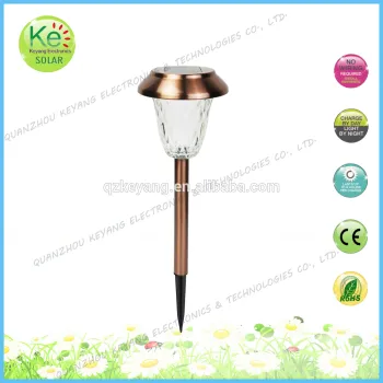 Glass with gold round cover LED solar garden path light