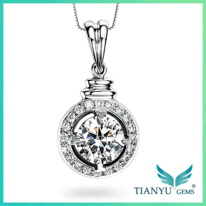 14k White gold moissanite pendant for fashion diamond design