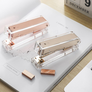 2024 Amazon Hot Sale Rose Gold Stapler - Trendy High-Grade Transparent Plastic Stapler