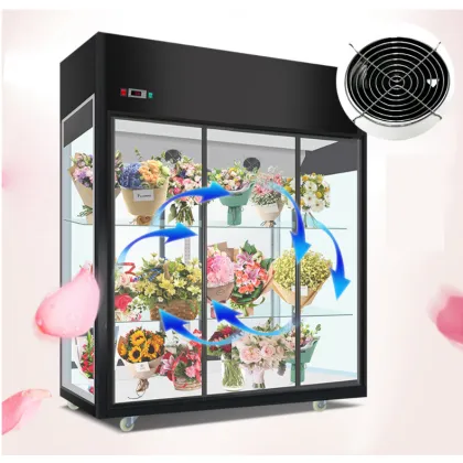 Transparent Glass Door Commercial Flower Fresh-keeping Cabinet