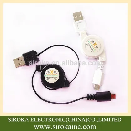 Hot selling V8 micro USB data cable retractable 5pin for Samsung USB cable