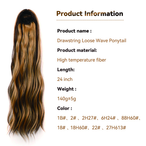 Alileader Top Grad Grade Long Curlytail Ponytail resistente al calor Agua Wavy Ponytail Clip en extensión del cabello