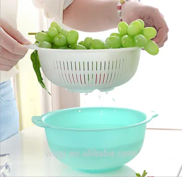Double Layers Plastic Washing Draining Basket Fruit Vegetables Basket
