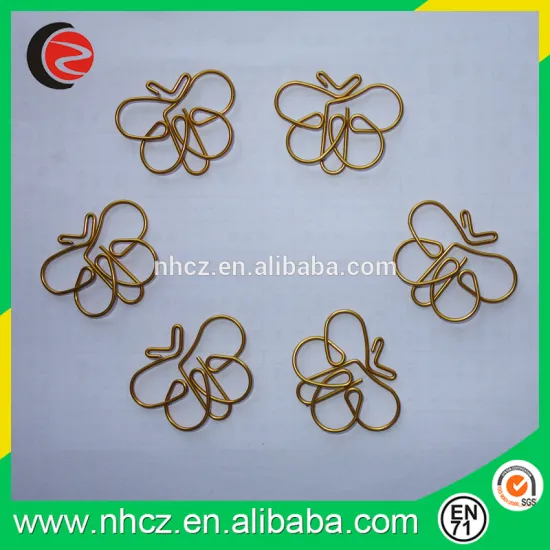 Customized golden color Butterfly shaped paper clips