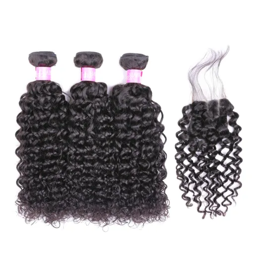 Unprocessed 9a Virgin Brazilian Water Wave Hair With Closure