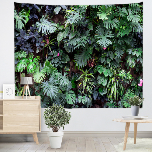 Green Leaves Wall Tapestry Tropical Plants with Flower Nature Tapestry Wall Hanging for Livingroom Bedroom Dorm Home Decor