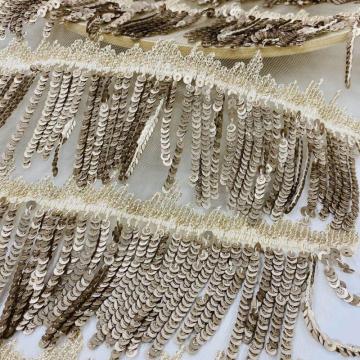 Solid Fringing Silver Glitter Seuin Embroidery Fabric