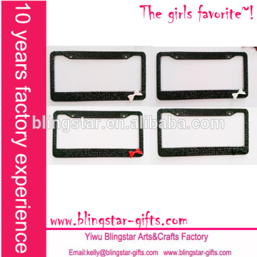 7 rows tie bow black bling license plate frame