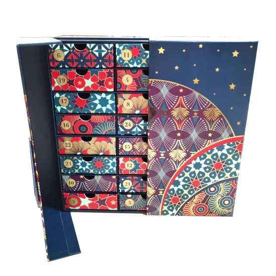 Advent calendar paper packaging with 24 drawer boxes