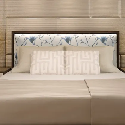 Modern style bed soft by solid wood