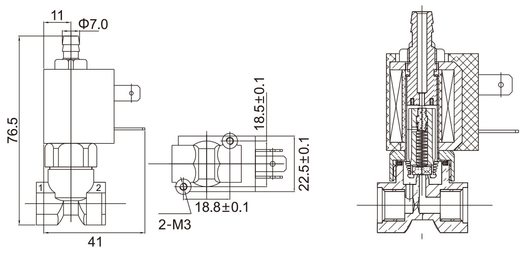 Dimension of 5515-07 Normally Closed Electrical Valve: