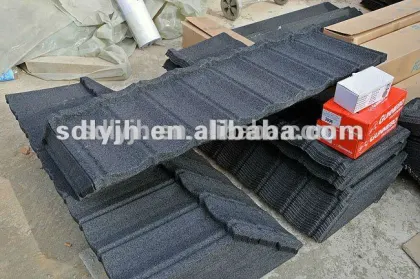 Ecological construction materials colored stone coated roofing tiles