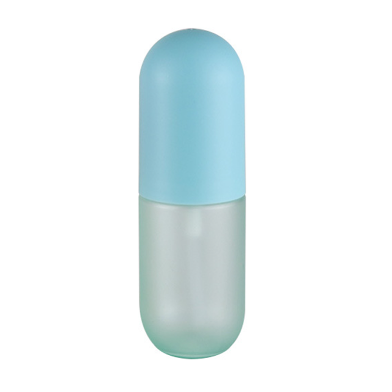 Huisdier plastic macaron kleur pil capsule vormig roze blauw cosmetisch logo mist spuit flessen 50 ml 30 ml