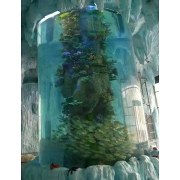 Tank di pesce cilindrico acrilico per decorazione della villa