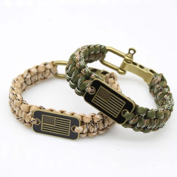USA Flag Parachute Bracelet: Essential Outdoor Survival Gear for Camping and Hiking