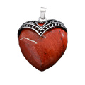 Red Jasper Antique Silver Alloy Heart Pendant Necklace 45cm Black Cord