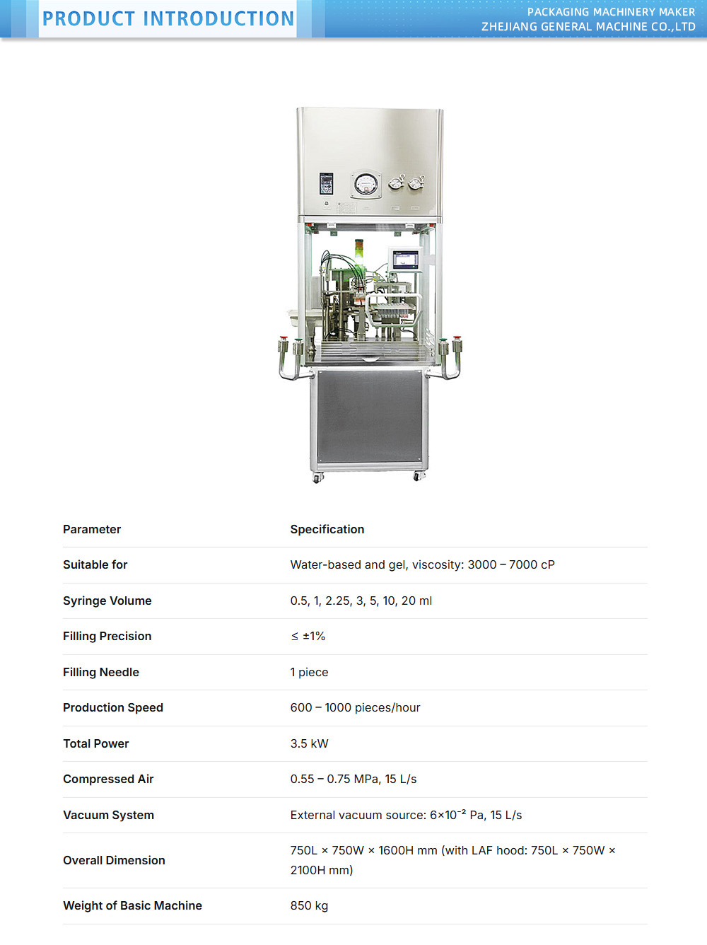 Glass Prefilled Syringe Fill Closing Machine X