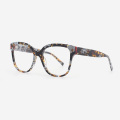 Bevelling Square Cat-eye Acetate Unisex Optical Frames