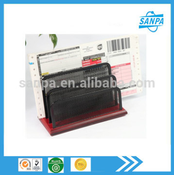 Office Supplies Metal Mesh And Wooden Bottom Namecard Holder/ Desktop Holder/Stationery Holder