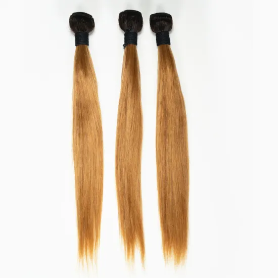 Peruvian Straight Hair T27Ombre Human Hair Bundles  8-26Inches Honey Blonde Straight Bundles Ombre Bundles  And Natural Weave