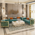 Light luxury velvet gintong metal base sofa set