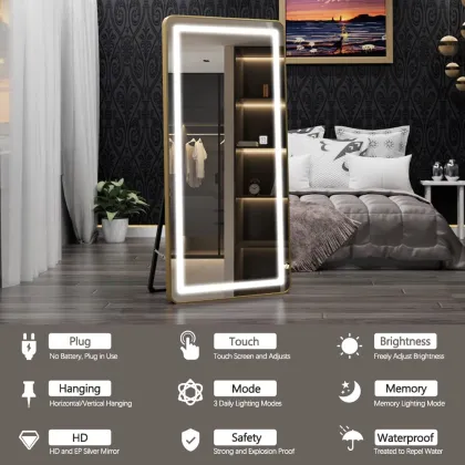 LED Dressing Make-Up Mirror with Glass Dressing Table