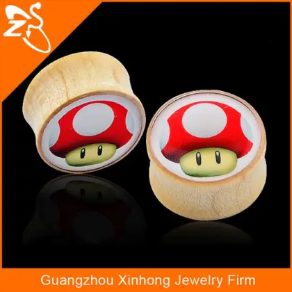 fashion design wholesale organic wood mushroom ear plug