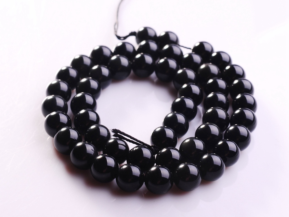 Perles rondes en obsidienne noire naturelle de 8MM, 16 &quot;