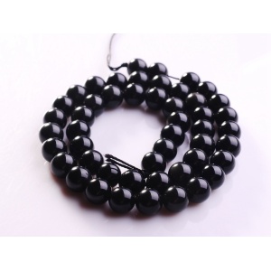 Perles rondes en obsidienne noire naturelle de 8MM, 16 &quot;