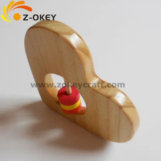 hot sale Natural Baby Shaking Toy Funny Heart Wood Baby Rattle Toy
