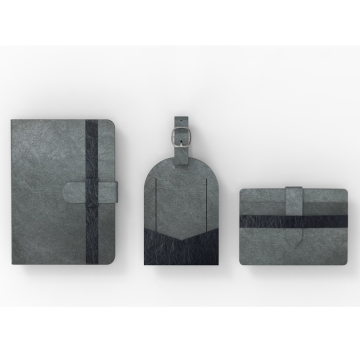 Honeymoon Travel Gifts: Gray Leather Passport Cover Set with Luggage Tag