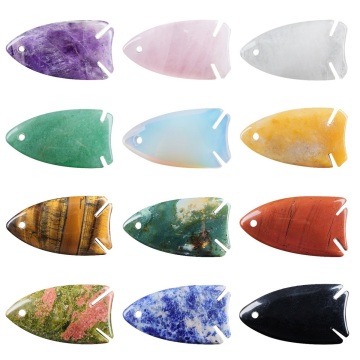 Natural Stone Fish Pendant Gemstone 40mm Fish Charm Pendant for Diy Jewelry Making Bag Tag Necklace Gifts