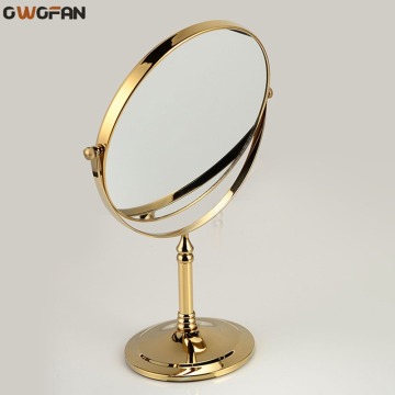 OWOFAN Bath Mirrors 8 Inch Spinning Gold Bathroom Mirror Magnifying Double 2 Faced Makeup Mirror Desktop Women Mirror Table 728K