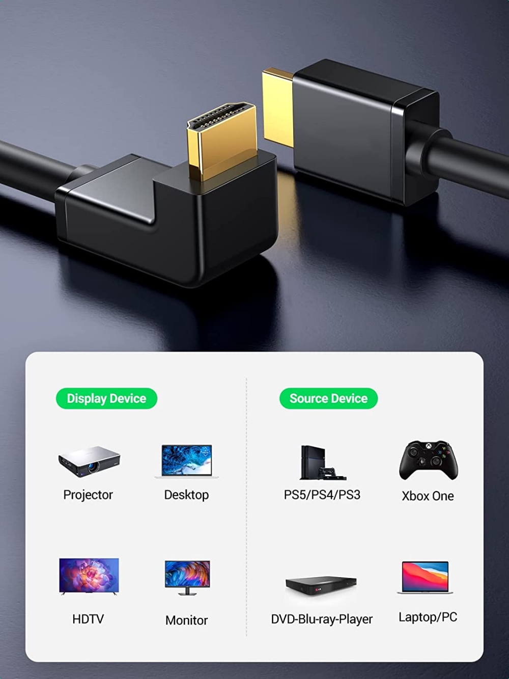 UCOAX مخصص صنع 90 درجة كوع الحبل HDMI