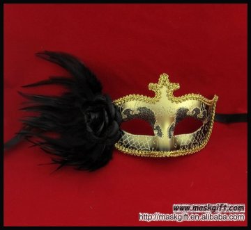 2012 Hot Item Black And Gold Halloween Feather Masquerade Masks Party Supplies