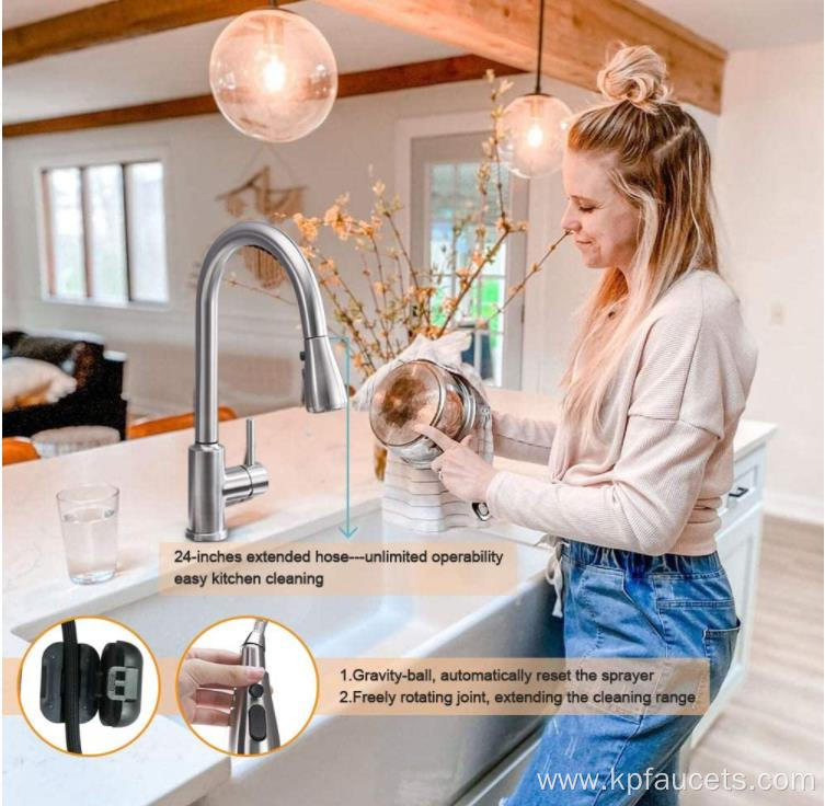 Rotating Sensor Touchless Brushed Nickel Faucet