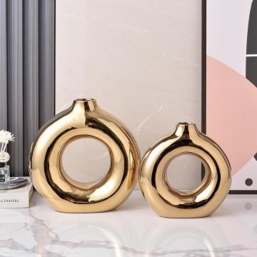 家の装飾用の金と銀の電気めっきセラミック花瓶