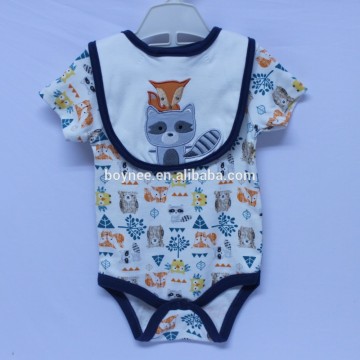 2017 Wholesale custom organic cotton print baby clothes romper of baby underwear