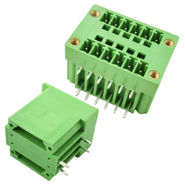 90 μοιρών ορθή γωνία PCB doule σύνδεση μπλοκ ακροδεκτών αρσενικό με φλάντζες ασφάλισης βήμα 3,5 mm