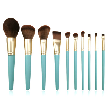 10pc viðarhandfang Makeup Brush Set