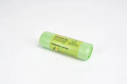 Biodegradable drawstring plastic trash bag